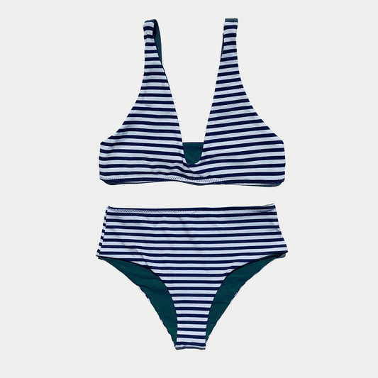  Brasilia Reversible Bikini Top - Navy Stripe