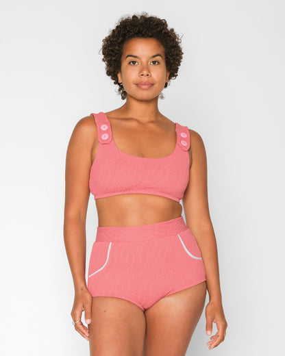  Georgia High Waist Bikini Bottom - Flamingo