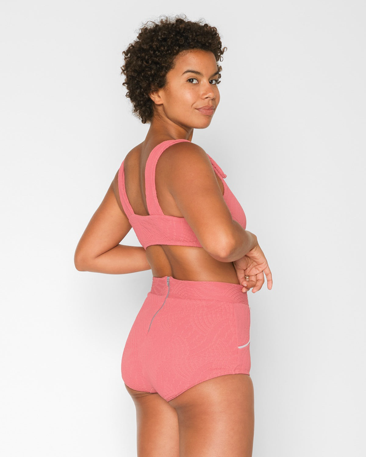  Georgia High Waist Bikini Bottom - Flamingo